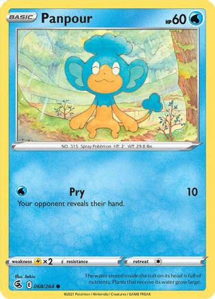 Panpour 068/264 - Reverse Holofoil SWSH08 Fusion Strike - Common