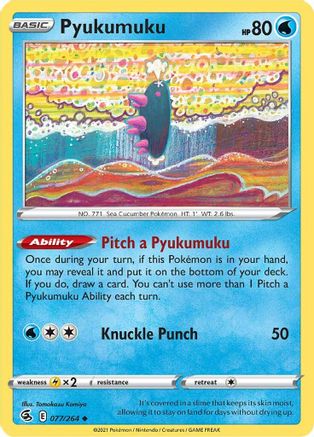 Pyukumuku 077/264 SWSH08 Fusion Strike - Uncommon