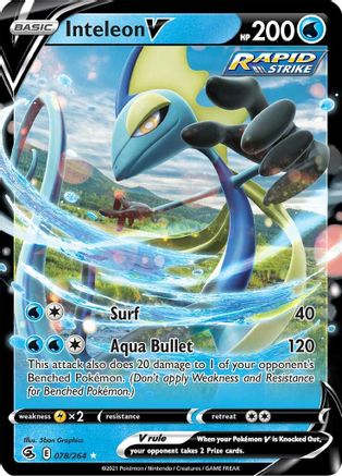 Inteleon V 078/264 - Holofoil SWSH08 Fusion Strike - Ultra Rare