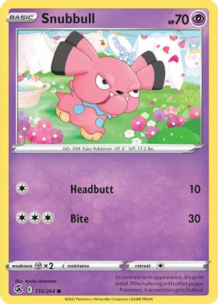 Snubbull 115/264 - Reverse Holofoil SWSH08 Fusion Strike - Common