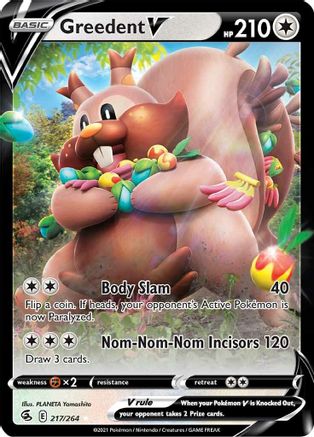 Greedent V 217/264 - Holofoil SWSH08 Fusion Strike - Ultra Rare