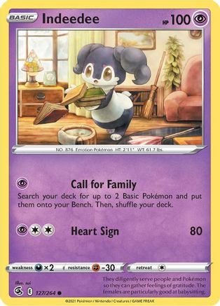 Indeedee 127/264 - Reverse Holofoil SWSH08 Fusion Strike - Common
