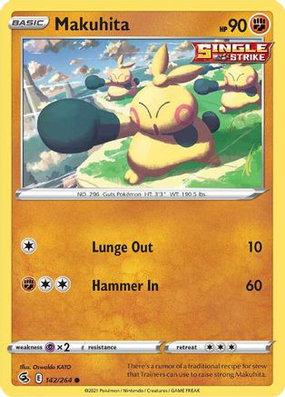 Makuhita 142/264 - Reverse Holofoil SWSH08 Fusion Strike - Common