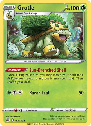Grotle 007/172 - Reverse Holofoil SWSH09 Brilliant Stars - Uncommon
