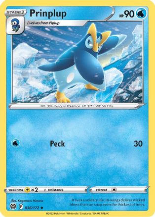 Prinplup 036/172 - Reverse Holofoil SWSH09 Brilliant Stars - Uncommon