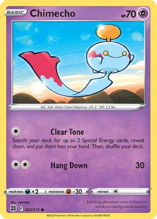 Chimecho 063/172 - Reverse Holofoil SWSH09 Brilliant Stars - Common