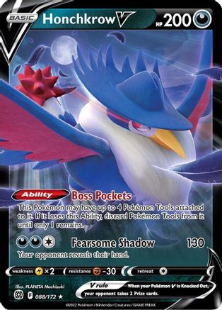 Honchkrow V 088/172 - Holofoil SWSH09 Brilliant Stars - Ultra Rare