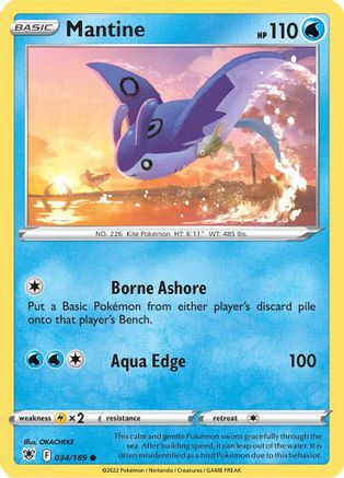 Mantine 034/189 - Reverse Holofoil SWSH10 Astral Radiance - Common