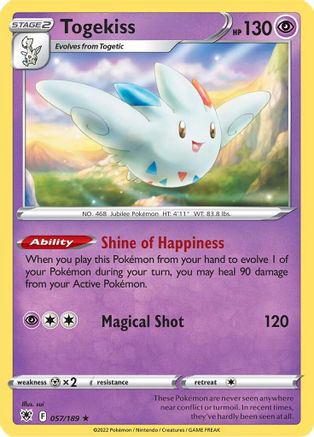 Togekiss 057/189 - Reverse Holofoil SWSH10 Astral Radiance - Holo Rare
