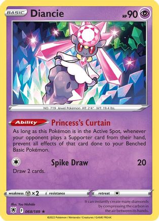 Diancie 068/189 - Reverse Holofoil SWSH10 Astral Radiance - Holo Rare