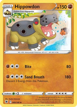 Hippowdon 080/189 - Reverse Holofoil SWSH10 Astral Radiance - Uncommon