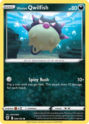 Hisuian Qwilfish (89) 089/189 - Reverse Holofoil SWSH10 Astral Radiance - Common