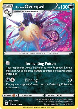 Hisuian Overqwil (90) 090/189 - Reverse Holofoil SWSH10 Astral Radiance - Uncommon