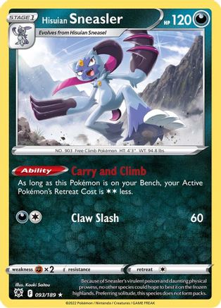 Hisuian Sneasler 093/189 - Reverse Holofoil SWSH10 Astral Radiance - Holo Rare
