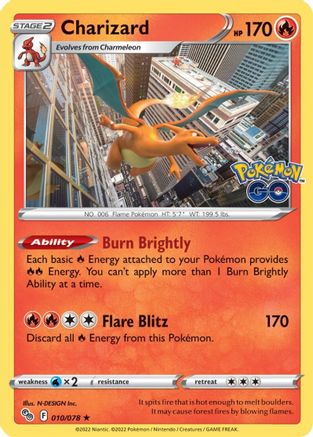 Charizard 010/078 - Reverse Holofoil Pokemon GO - Holo Rare