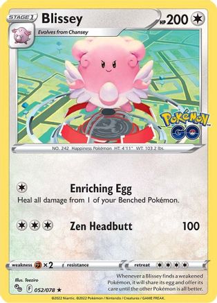 Blissey 052/078 - Reverse Holofoil Pokemon GO - Holo Rare