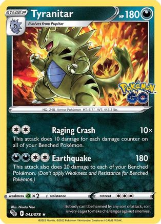 Tyranitar 043/078 - Reverse Holofoil Pokemon GO - Holo Rare