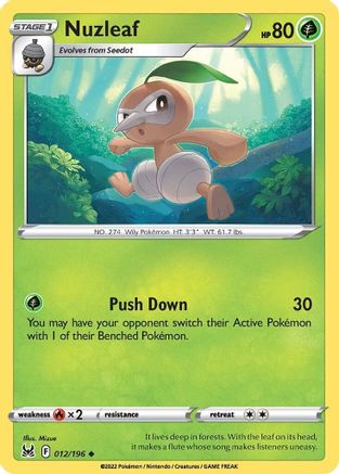Nuzleaf 012/196 SWSH11 Lost Origin - Uncommon