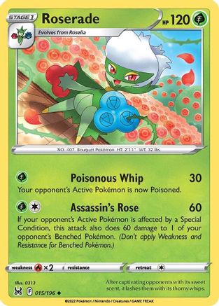 Roserade 015/196 - Reverse Holofoil SWSH11 Lost Origin - Uncommon