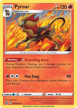 Pyroar 029/196 - Reverse Holofoil SWSH11 Lost Origin - Holo Rare