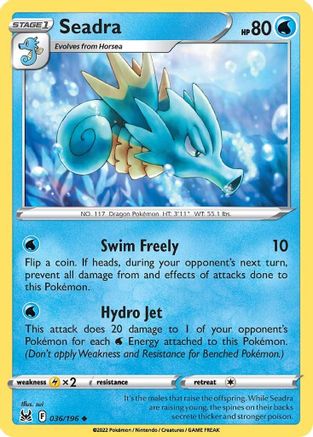 Seadra 036/196 - Reverse Holofoil SWSH11 Lost Origin - Uncommon
