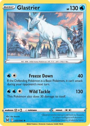 Glastrier 051/196 - Holofoil SWSH11 Lost Origin - Holo Rare