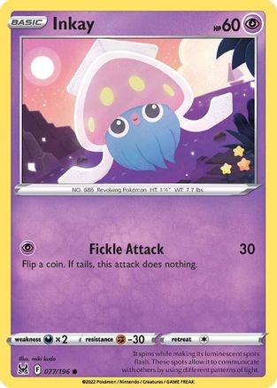 Inkay (077) 077/196 - Reverse Holofoil SWSH11 Lost Origin - Common