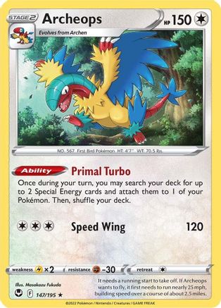 Archeops 147/195 - Reverse Holofoil SWSH12 Silver Tempest - Holo Rare