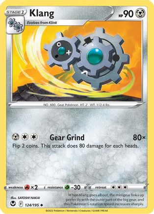 Klang 124/195 - Reverse Holofoil SWSH12 Silver Tempest - Uncommon