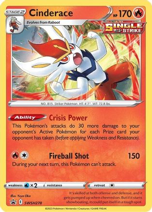Cinderace SWSH278 - Holofoil SWSH Sword & Shield Promo Cards - Promo