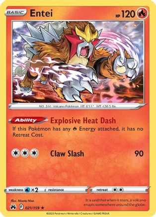 Entei 021/159 - Reverse Holofoil Crown Zenith - Holo Rare