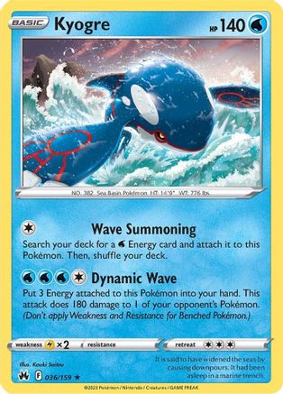 Kyogre 036/159 - Holofoil Crown Zenith - Holo Rare