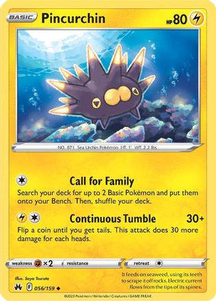 Pincurchin 056/159 - Reverse Holofoil Crown Zenith - Uncommon