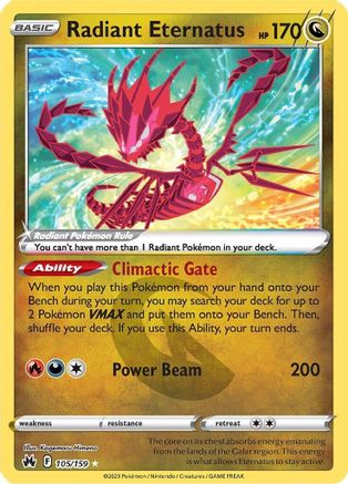 Radiant Eternatus 105/159 - Holofoil Crown Zenith - Radiant Rare
