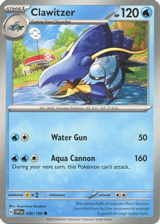 Clawitzer 050/198 - Reverse Holofoil SV01 Scarlet & Violet Base Set - Common