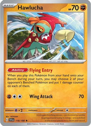 Hawlucha 118/198 - Reverse Holofoil SV01 Scarlet & Violet Base Set - Rare