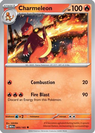 Charmeleon 005/165 - Reverse Holofoil SV Scarlet & Violet 151 - Uncommon