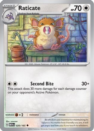 Raticate 020/165 - Reverse Holofoil SV Scarlet & Violet 151 - Uncommon