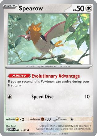 Spearow 021/165 - Reverse Holofoil SV Scarlet & Violet 151 - Common
