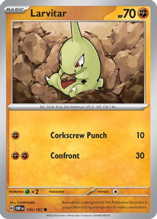 Larvitar 105/197 - Reverse Holofoil SV03 Obsidian Flames - Common