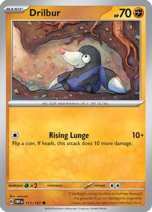 Drilbur 111/197 - Reverse Holofoil SV03 Obsidian Flames - Common