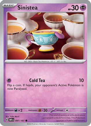 Sinistea 097/197 - Reverse Holofoil SV03 Obsidian Flames - Common