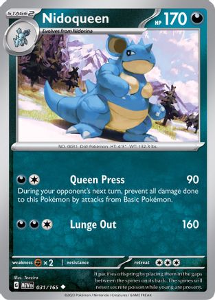 Nidoqueen 031/165 - Reverse Holofoil SV Scarlet & Violet 151 - Uncommon