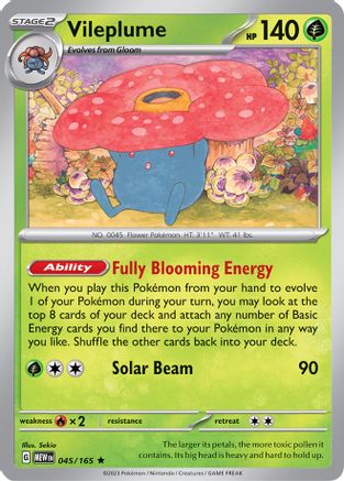Vileplume 045/165 - Reverse Holofoil SV Scarlet & Violet 151 - Rare