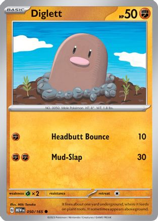 Diglett 050/165 - Reverse Holofoil SV Scarlet & Violet 151 - Common