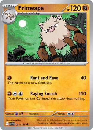 Primeape 057/165 - Reverse Holofoil SV Scarlet & Violet 151 - Uncommon