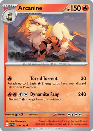 Arcanine 059/165 - Reverse Holofoil SV Scarlet & Violet 151 - Uncommon