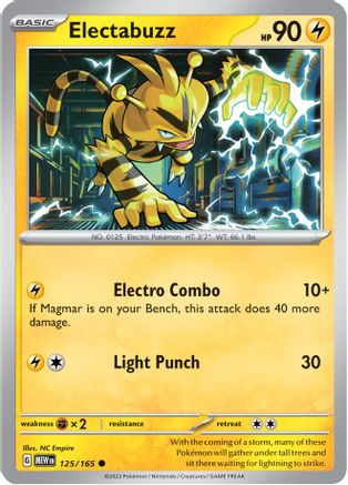Electabuzz 125/165 - Reverse Holofoil SV Scarlet & Violet 151 - Common