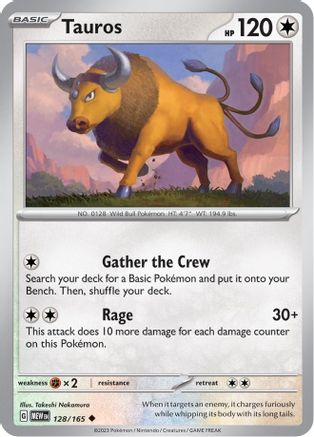 Tauros 128/165 - Reverse Holofoil SV Scarlet & Violet 151 - Uncommon