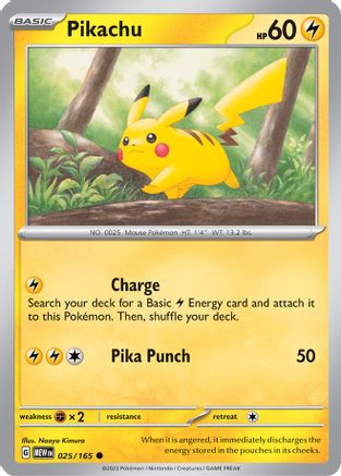 Pikachu 025/165 - Reverse Holofoil SV Scarlet & Violet 151 - Common